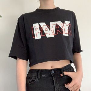 Ivy Park Black Crop Top with Neon Spellout 🕸